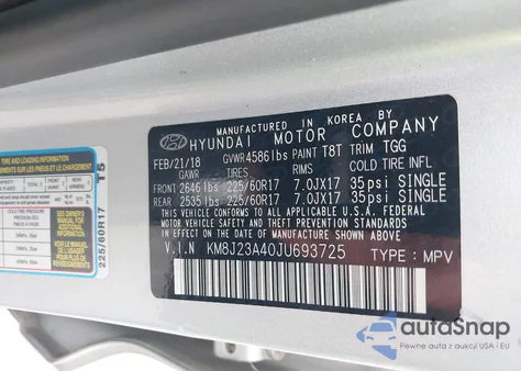 2018 Hyundai Tucson Se из США, поврежденный, VIN KM8J23A40JU693725